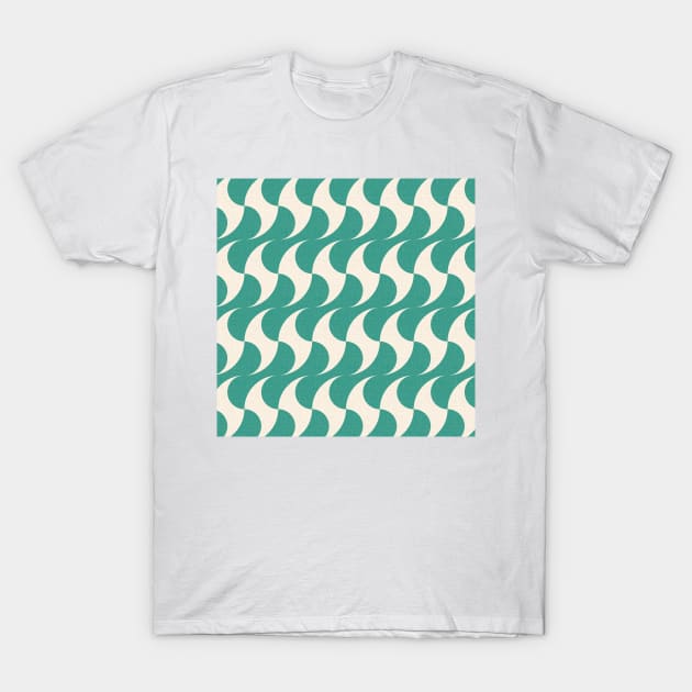 Dancing Geometric Waves - Vintage Turquoise T-Shirt by matise